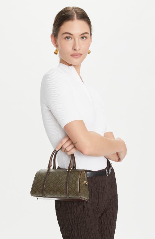 Tory Burch T Monogram Coated Canvas Mini Barrel Bag In French Press