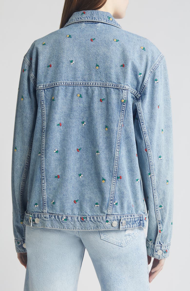 Rails Grove Floral Embroidery Denim Trucker Jacket, Alternate, color,