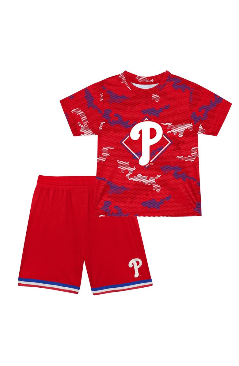 Outerstuff Toddler Fanatics Branded Red Philadelphia Phillies Field Ball T-Shirt & Shorts Set, Alternate, color, 