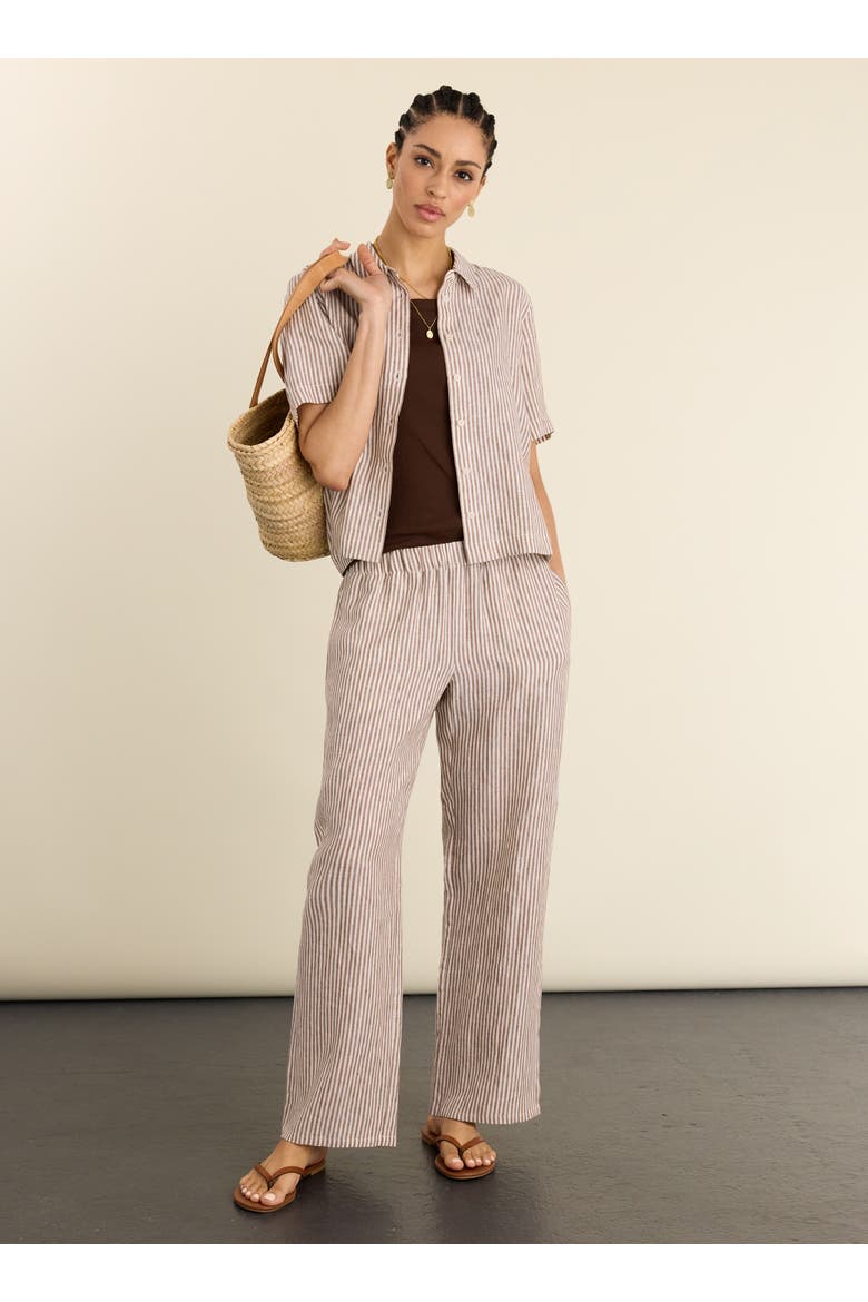 Doretta Linen Trousers, Alternate, color, Chocolate Stripe