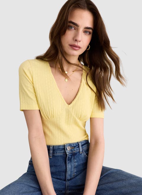 Antoinette Pretty Rib V-Neck Top