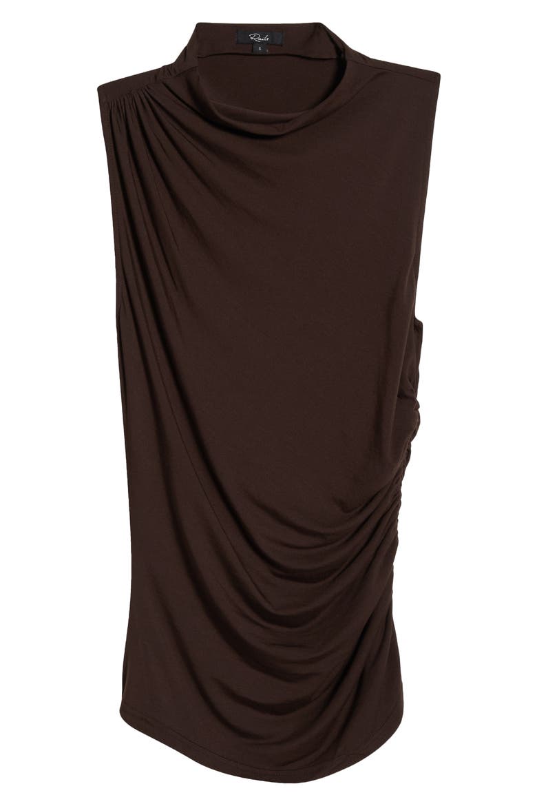 Christen Ruched Mock Neck Sleeveless Top, Alternate, color, ESPRESSO