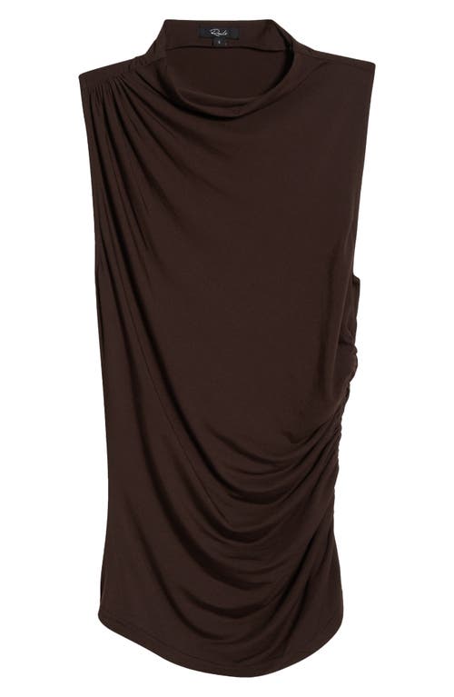 Rails Christen Ruched Mock Neck Sleeveless Top In Brown