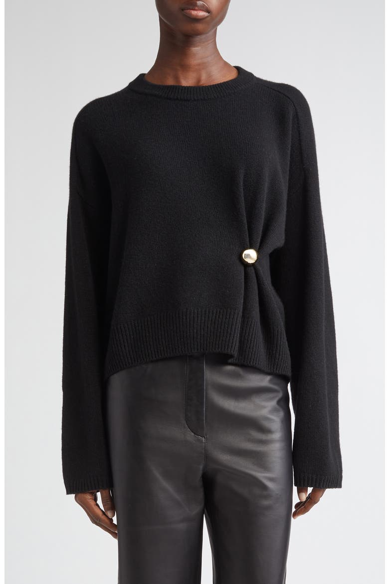 Bill Draped Cashmere Sweater, Main, color, BLACK