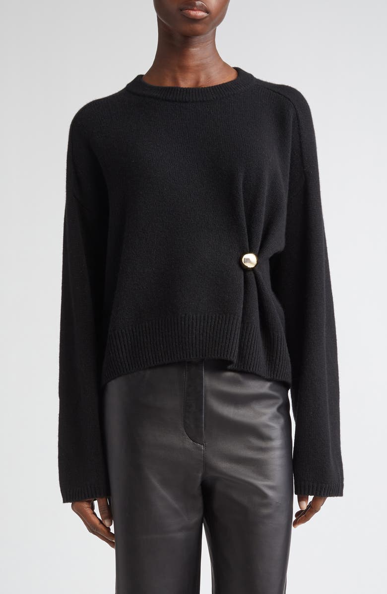 LOULOU DE SAISON Bill Draped Cashmere Sweater, Main, color, Black