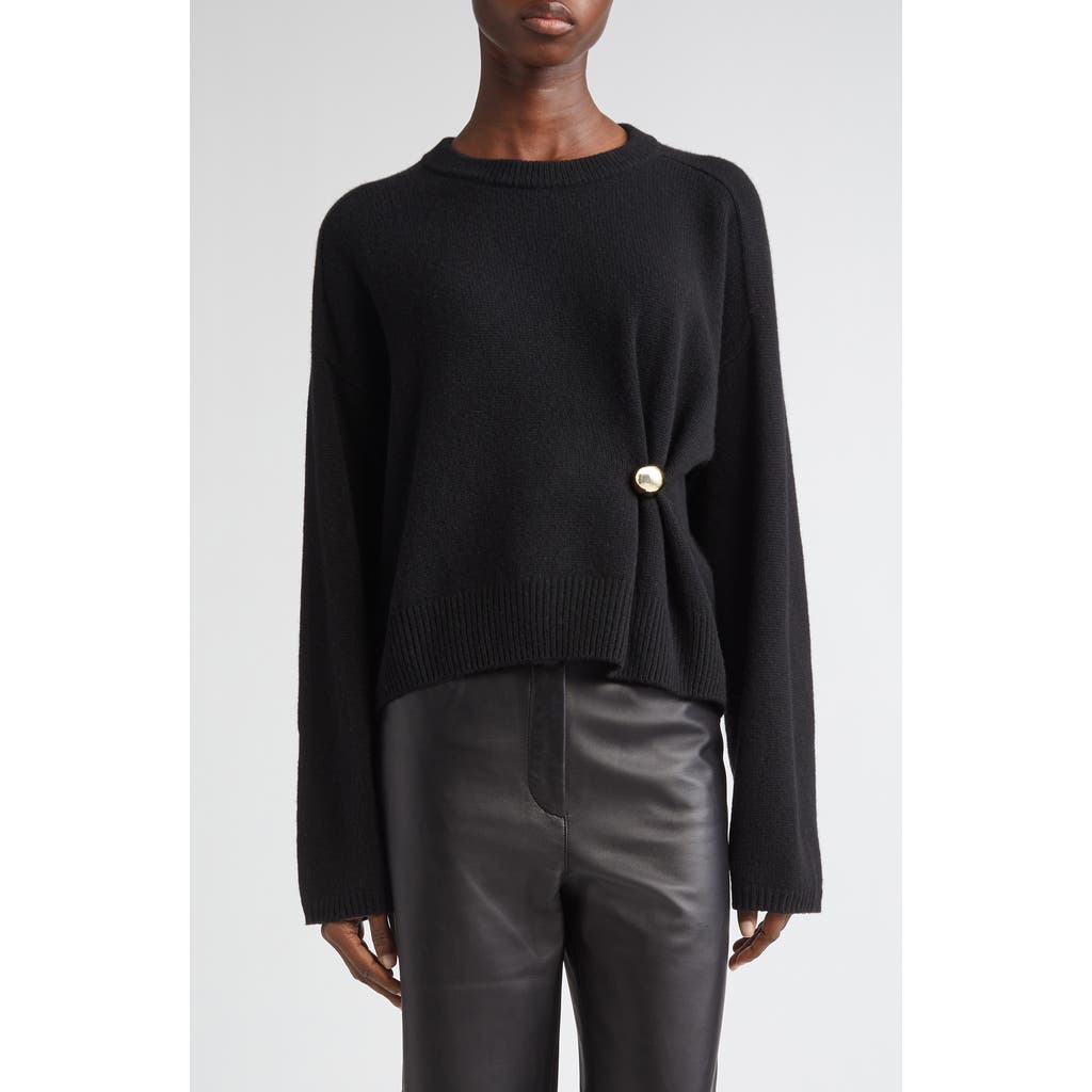 Loulou De Saison Bill Draped Metallic-ornament Sweater In Black