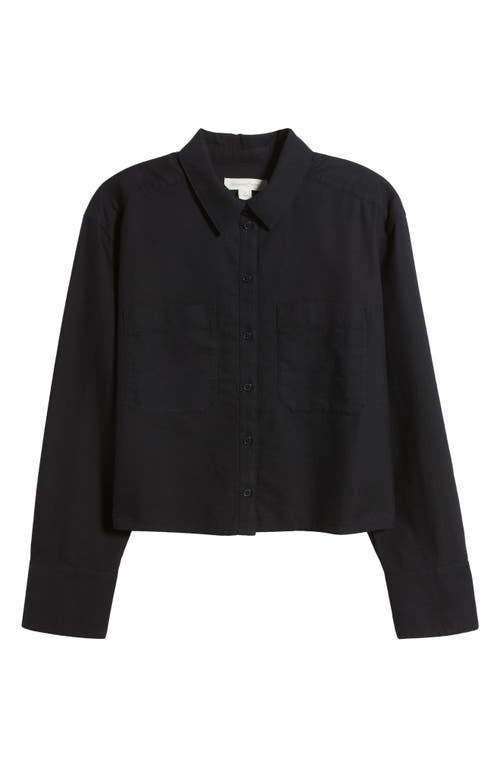 Treasure & Bond Boxy Oxford Button-up Shirt In Black