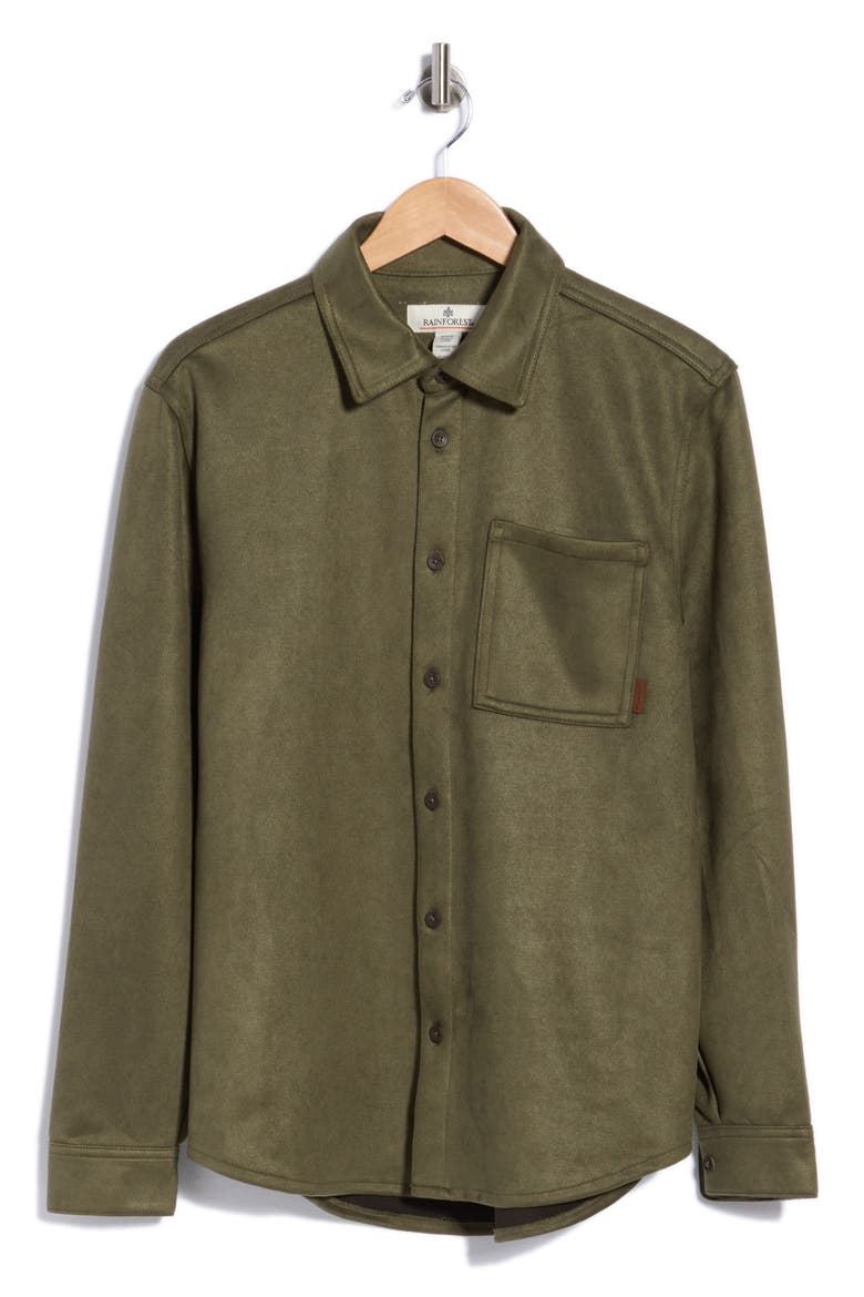 Flint Oak Microsuede Overshirt, Alternate, color, OLIVE NIGHT
