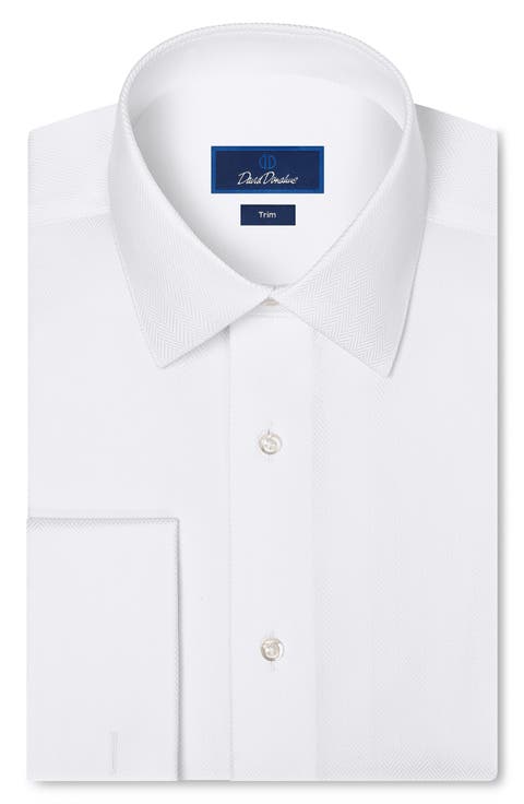 Trim Fit Solid Herringbone Formal Shirt