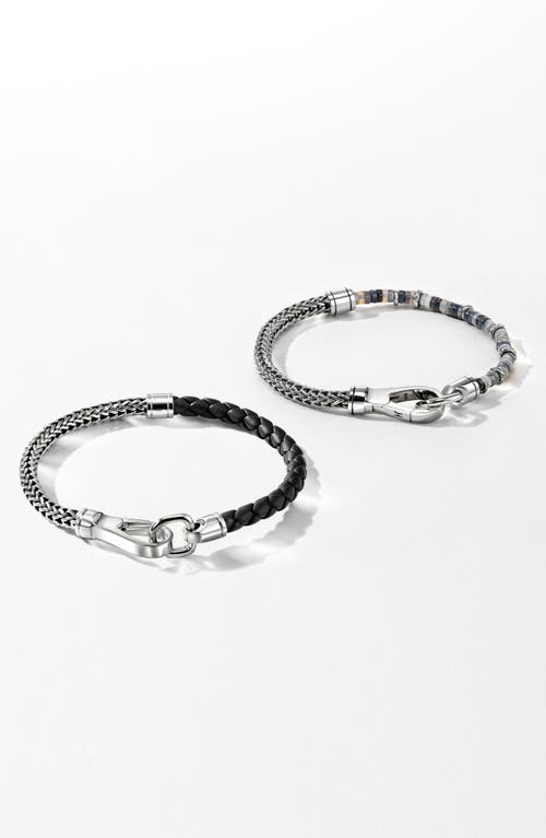John Hardy Braided Leather & Chain Bracelet