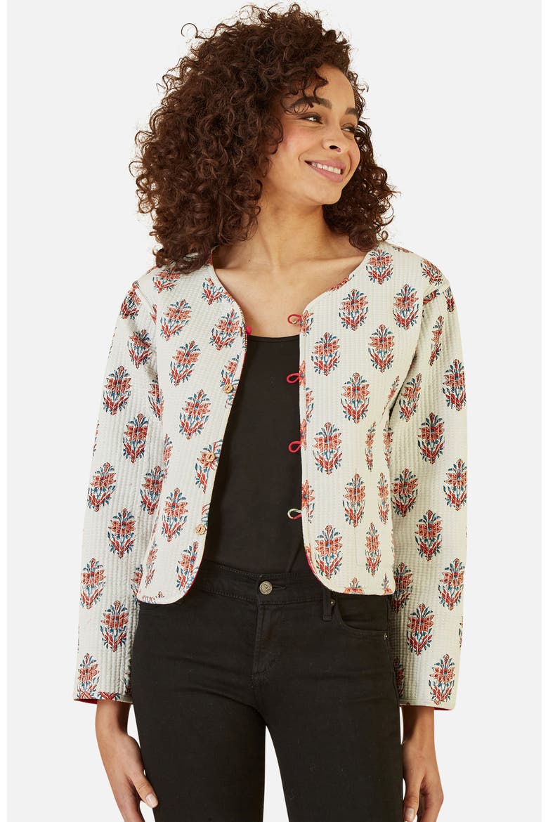 Animal Reversible Cropped Quilted Jacket, Alternate, color, Red