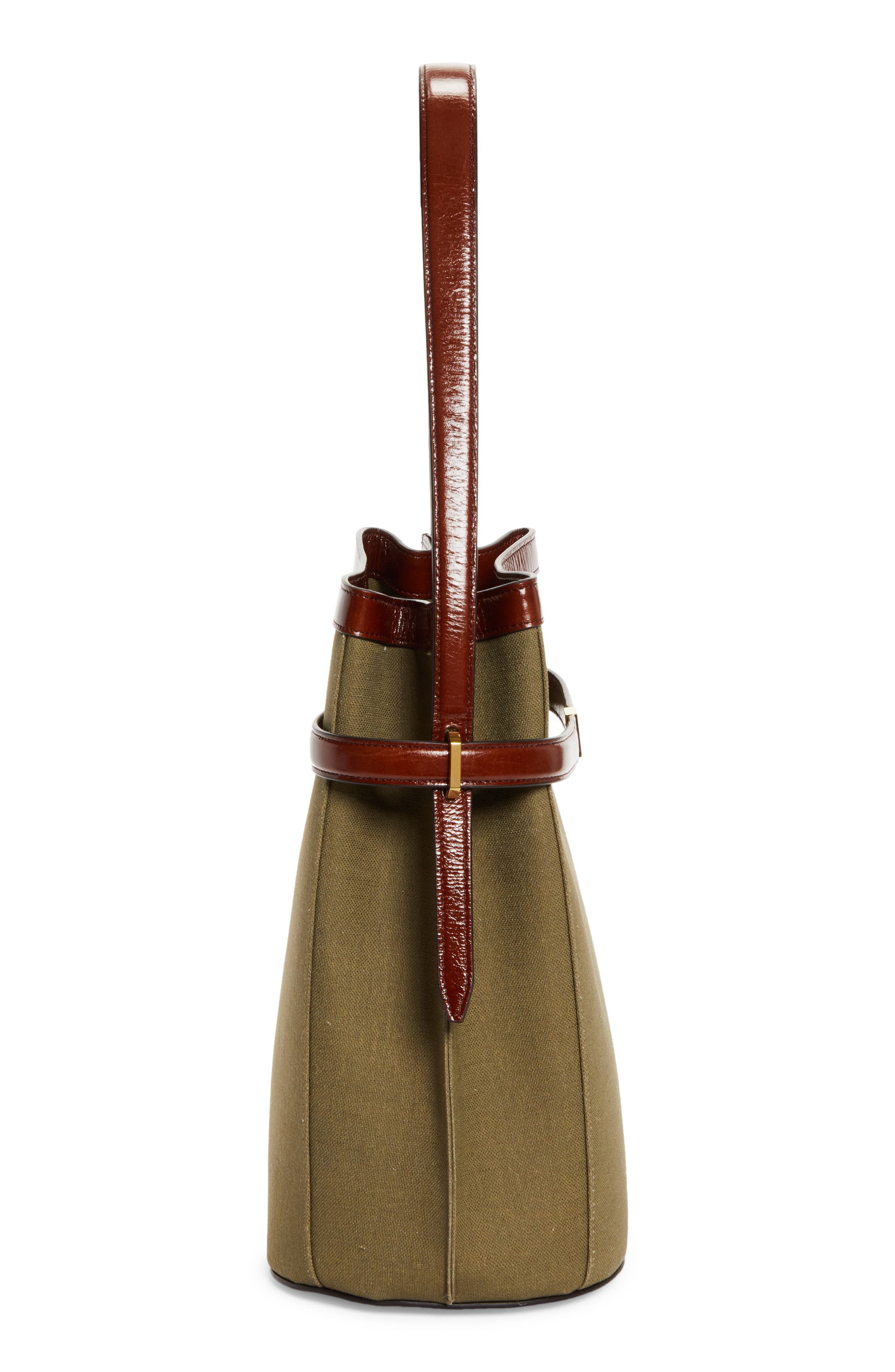 TOTEME Belted Cotton & Linen Blend Canvas Bucket Bag, Alternate, color, 