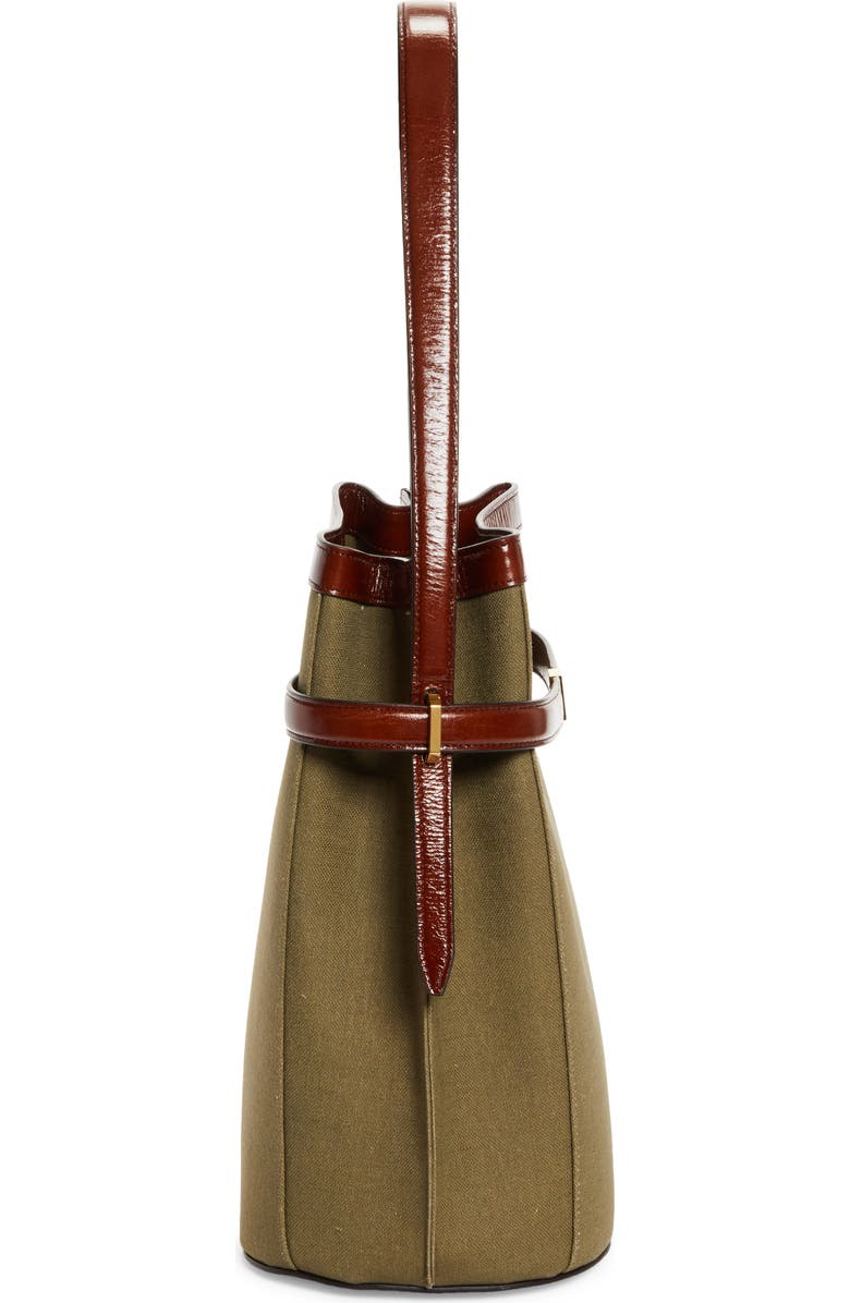 TOTEME Belted Cotton & Linen Blend Canvas Bucket Bag, Alternate, color, Khaki Green