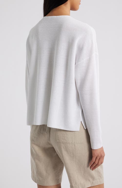Eileen Fisher Organic Linen & Organic Cotton V-neck Sweater In White