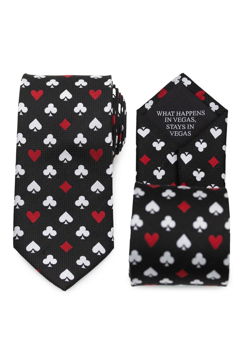 Card Suits Jacquard Silk Blend Tie, Alternate, color, BLACK