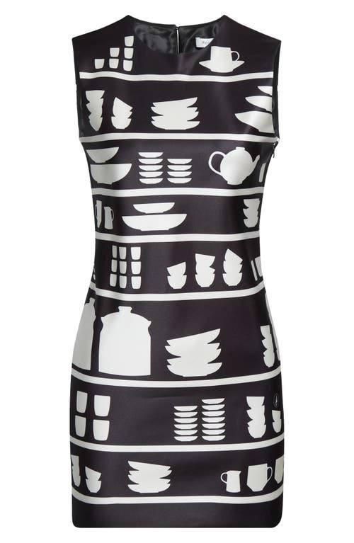 Jw Anderson Crockery Print Shift Minidress In Black