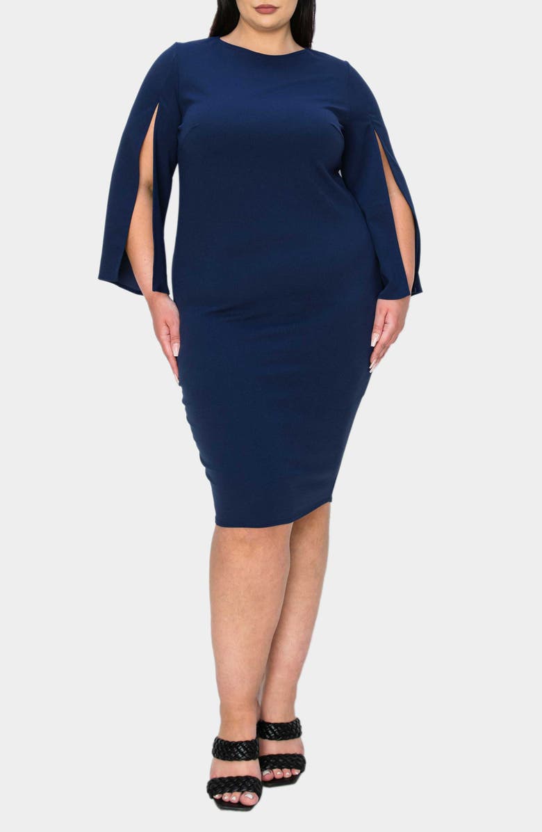 L I V D Clementine Split Sleeve Jersey Dress, Main, color, Navy