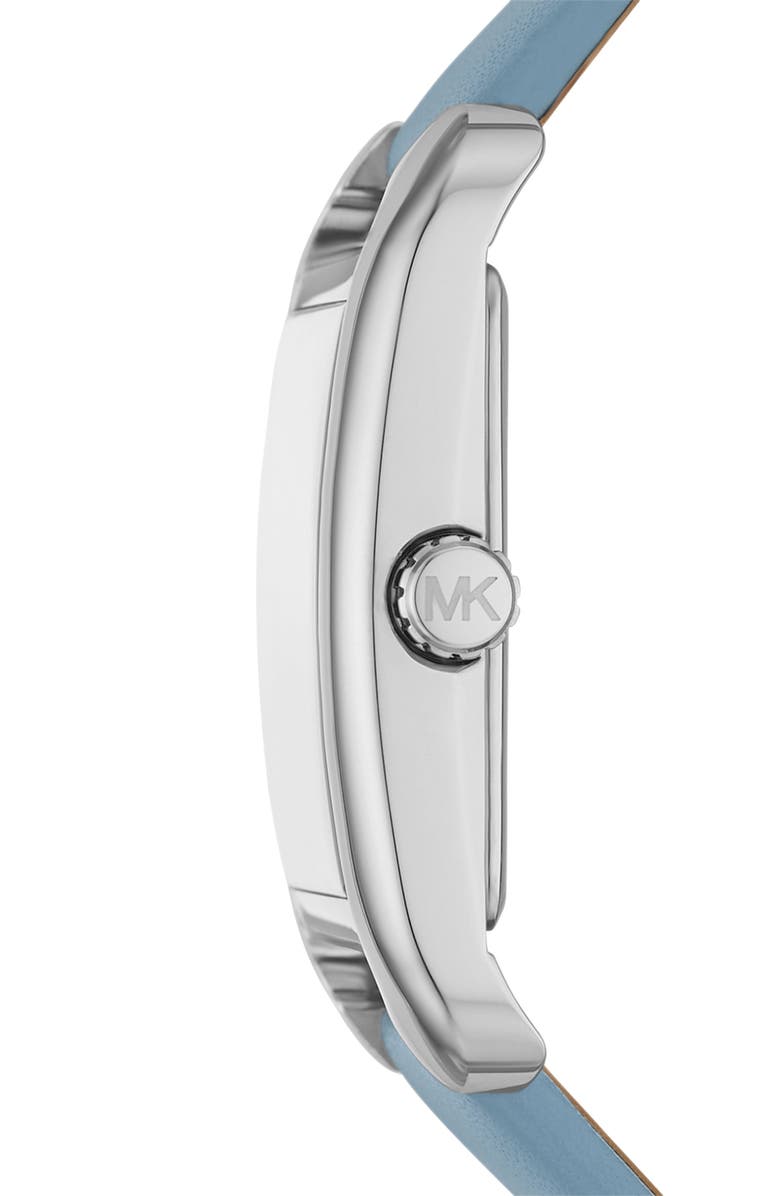 Michael Kors Monroe Leather Strap Watch, 27mm, Alternate, color, Silver