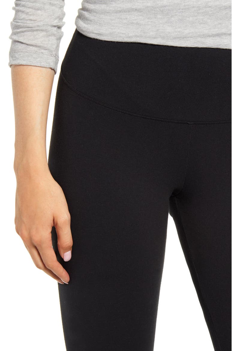 'Lyssentials Flattering Crop Leggings, Alternate, color, BLACK