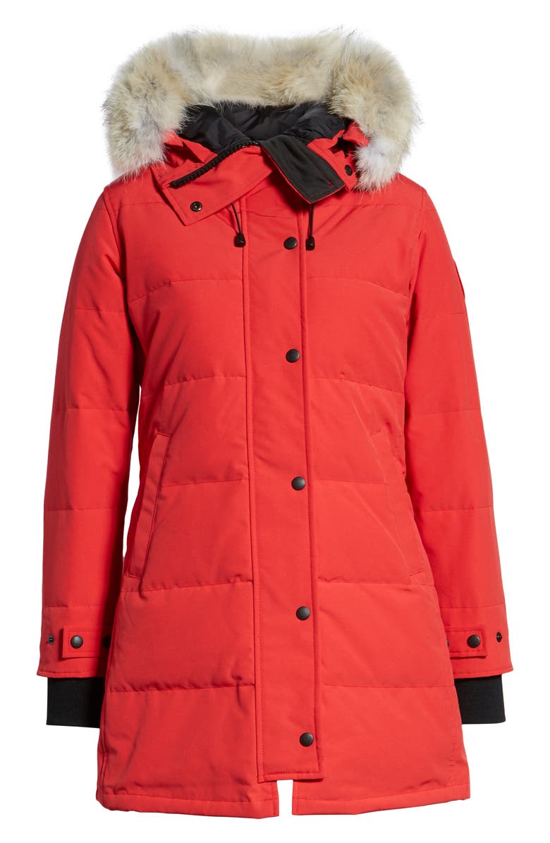 Canada Goose Shelburne Fusion Fit Genuine Coyote Fur Trim Down Parka, Alternate, color, Red