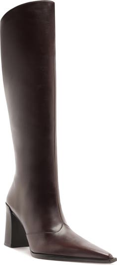 Raffaela Up Block Pointed Toe Knee High Boot