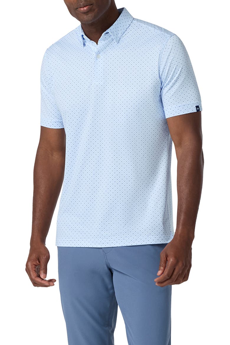 Halyard Trim Fit Performance Polo, Main, color, CLOUD BLUE TRIANGLE SHADOW CLASSIC