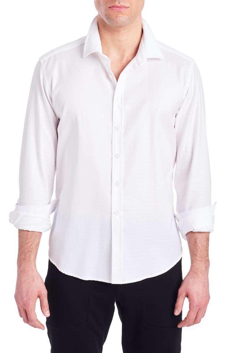 PINO BY PINOPORTE Byron Long Sleeve Button Front Shirt, Main, color, White