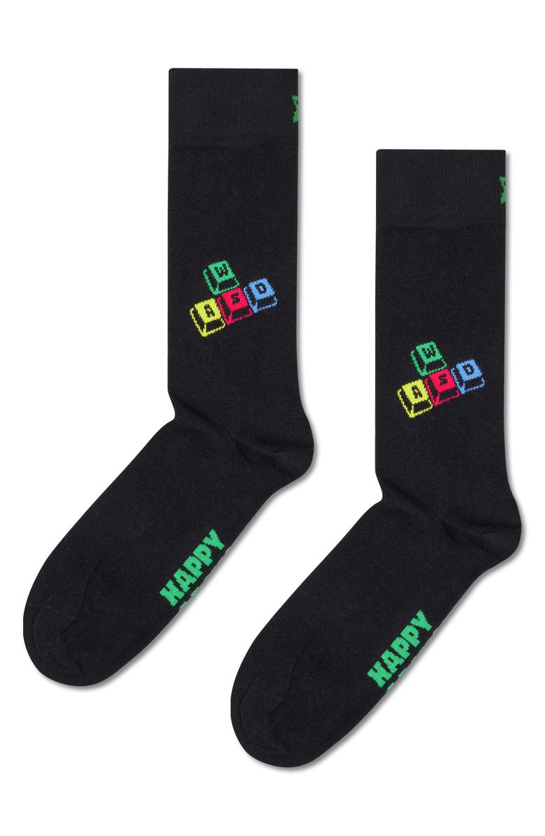 Happy Socks Assorted 4-Pack Gamer Cotton Blend Socks Gift Box, Alternate, color, Black