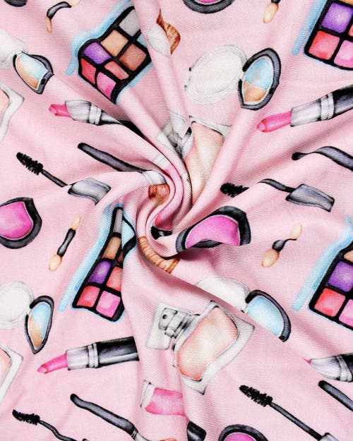Lev Baby Makeup Print Ruffled Edge Blanket In Pink