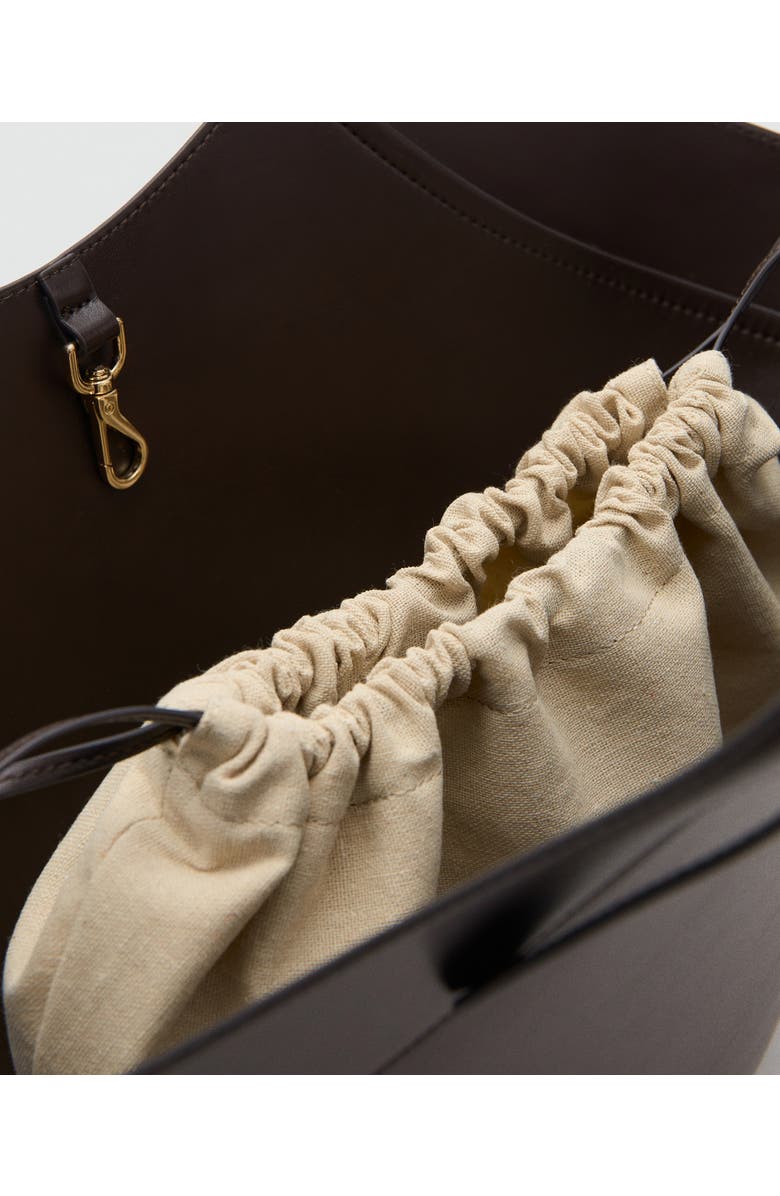 MANGO Large Faux Leather Bucket Bag, Alternate, color, Chocolate