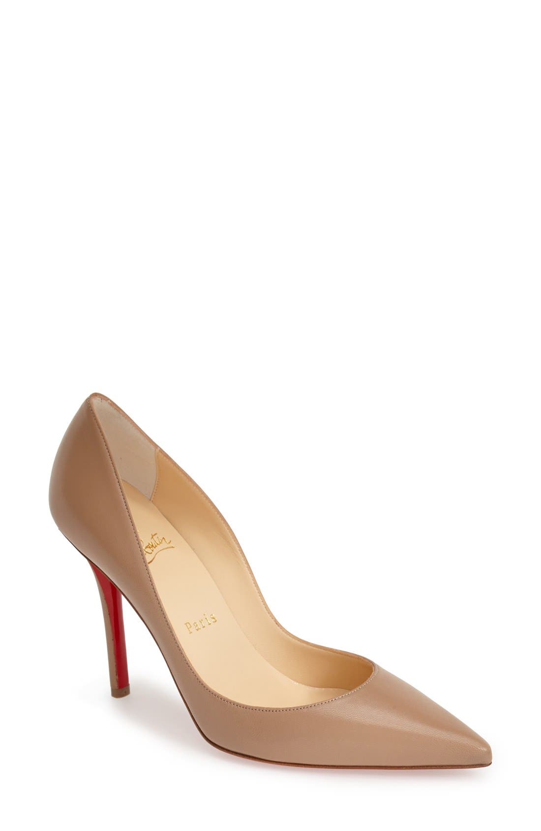 'Apostrophy' Pointy Toe Pump, Main, color, BEIGE