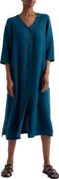 Seasalt Cornwall Word Posey Linen Button-Up Dress