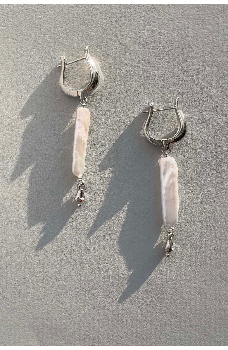 Astor & Orion Artemis Pearl Huggies, Alternate, color, Silver