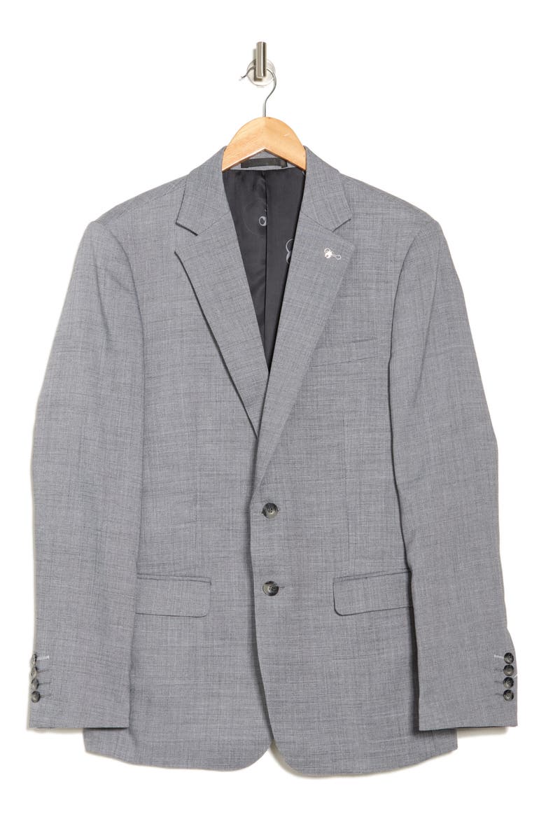 Grey Crosshatch Notch Lapel Blazer, Alternate, color, GREY