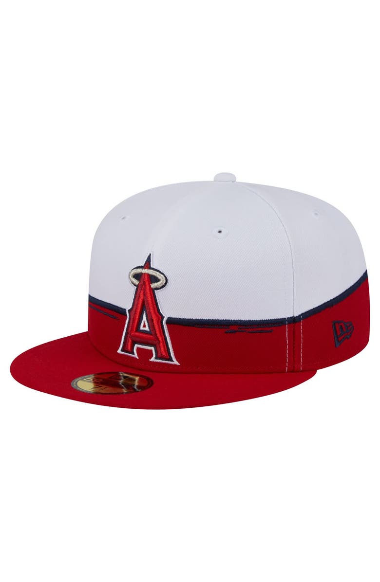 New Era Men's New Era Red/White Los Angeles Angels Paint Stroke 59FIFTY Fitted Hat, Alternate, color, Red