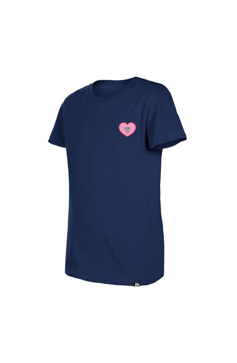 New Era Girls Youth New Era Navy USWNT Bubble Heart T-Shirt, Alternate, color, Navy