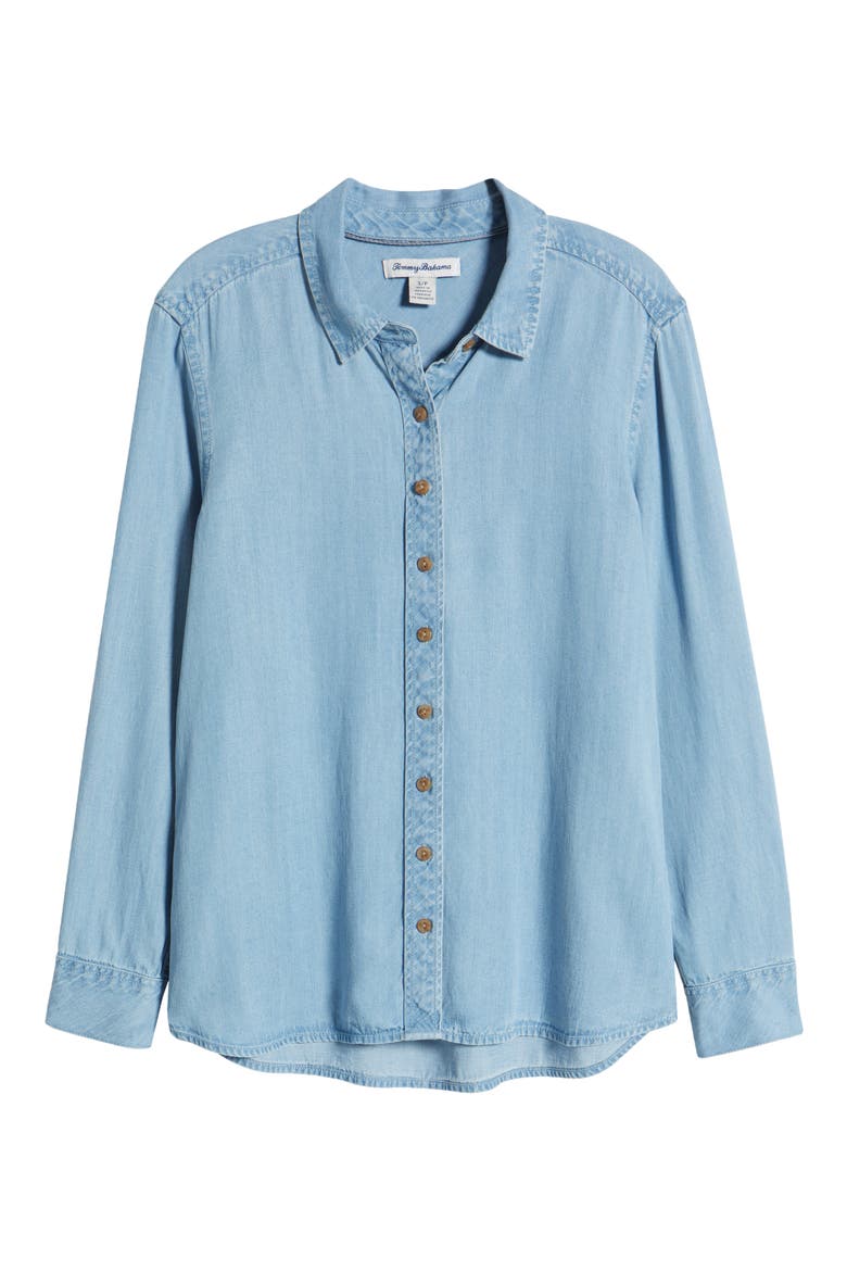 Olei Chambray Button-Up Shirt, Alternate, color, LT INDIGO WASH