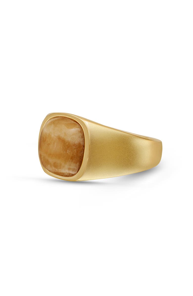 LuvMyJewelry Yellow Lace Agate Sterling Silver Men Signet Ring, Alternate, color, 14Kt Gold Vermeil On Sterling
