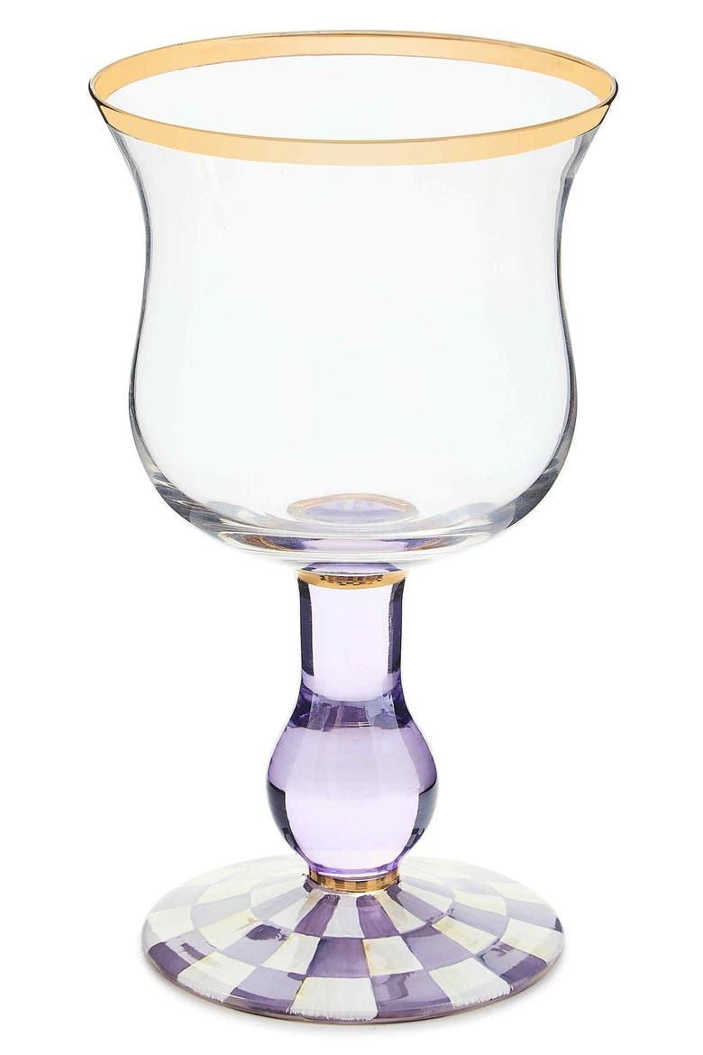 Violet Check Wine Glass, Main, color, VIOLET