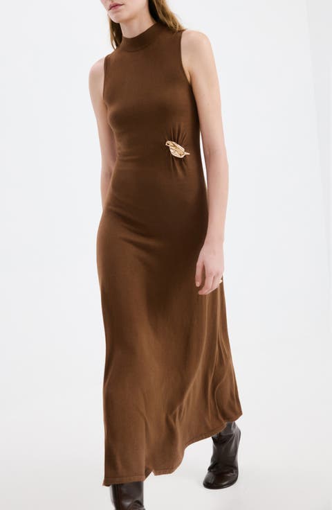 Mock Neck Knit Maxi Dress