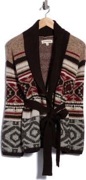 Lucky Brand Pattern Shawl Collar Cardigan
