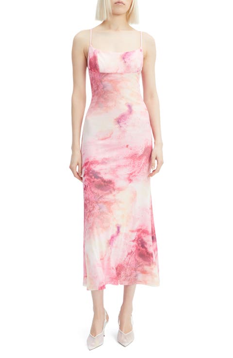 Adoni Printed Mesh Midi Dress