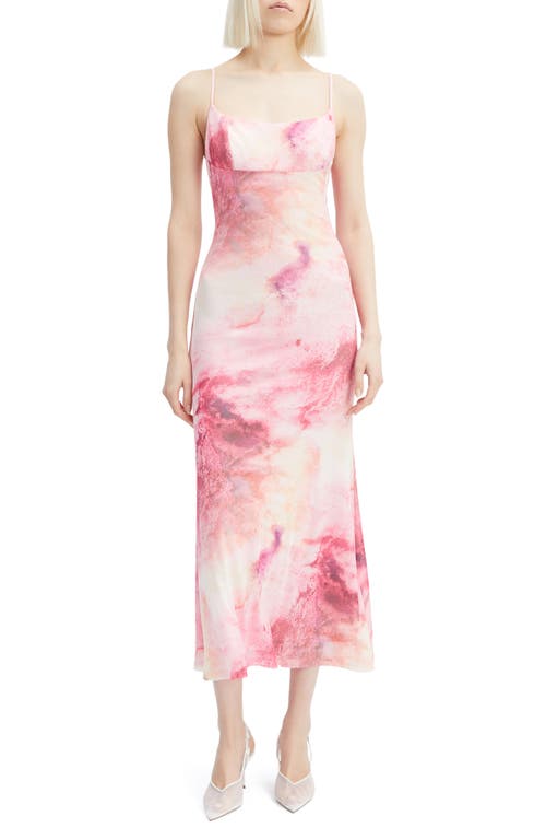 Bardot Adoni Printed Mesh Midi Dress In Pink Tie Dye