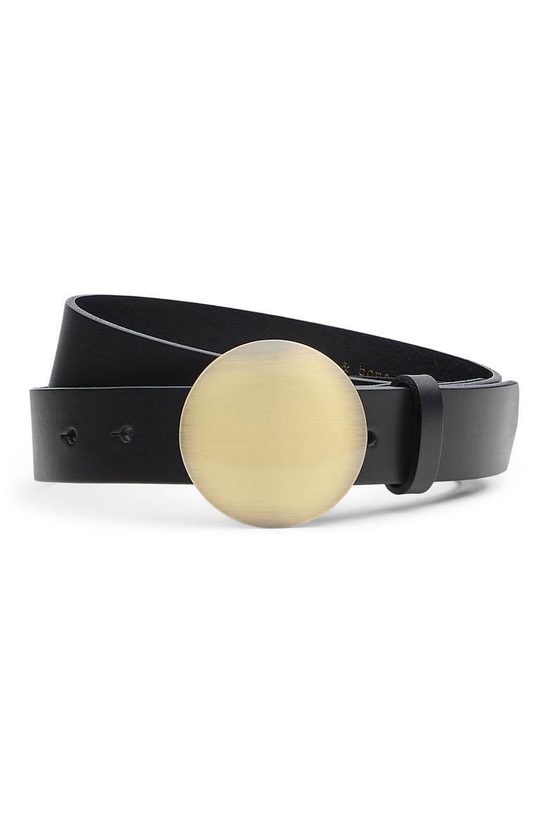 Dara Leather Belt, Main, color, BLACK