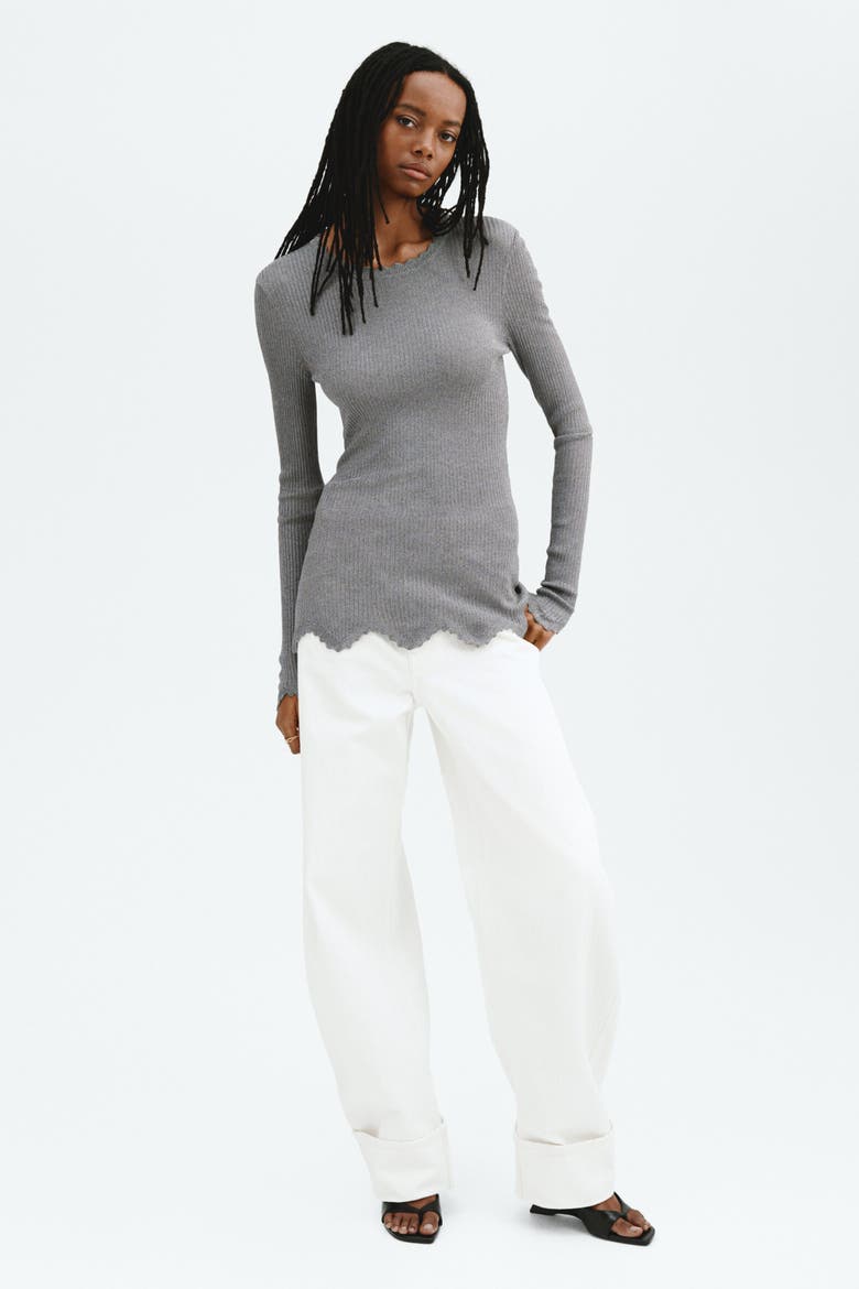 Glittery Viscose Top, Main, color, Gray