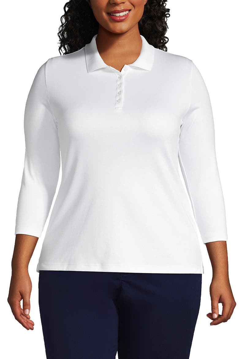 3/4 Sleeve Supima Cotton Polo Shirt, Main, color, White