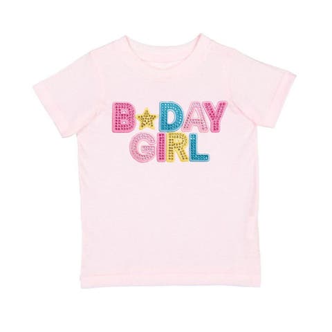 Birthday Girl Rhinestone Patch Short Sleeve T-Shirt (Baby)