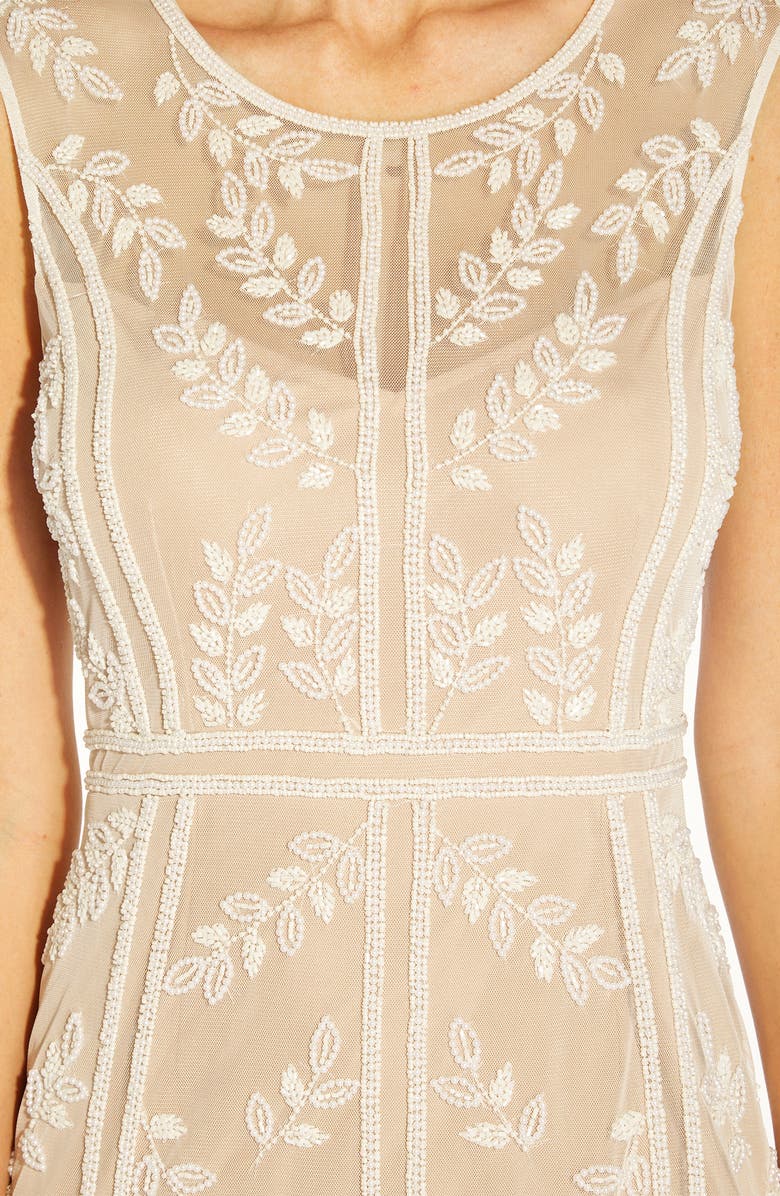 Adrianna Papell Illusion Beaded Cocktail Dress, Alternate, color, 