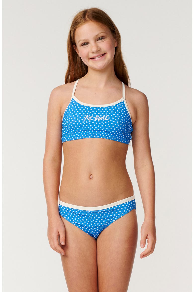 Kids' Nova Polka Dot Two-Piece Swimsuit, Main, color, BRIGHT BLUE