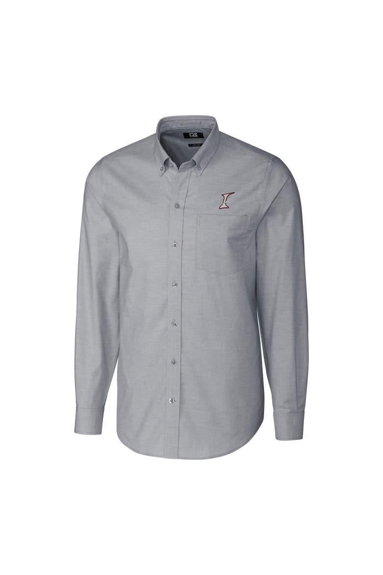 Men's Cutter & Buck Charcoal Albuquerque Isotopes Oxford Stretch Long Sleeve Button-Down Dress Shirt, Alternate, color, Charcoal
